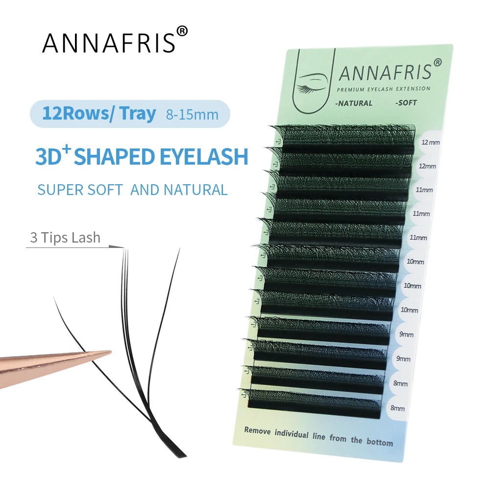 Eyelash Extension For Asian Eyes - ANNAFRIS 3D W 3 コアまつげエクステンションナチュラルソフト 3D