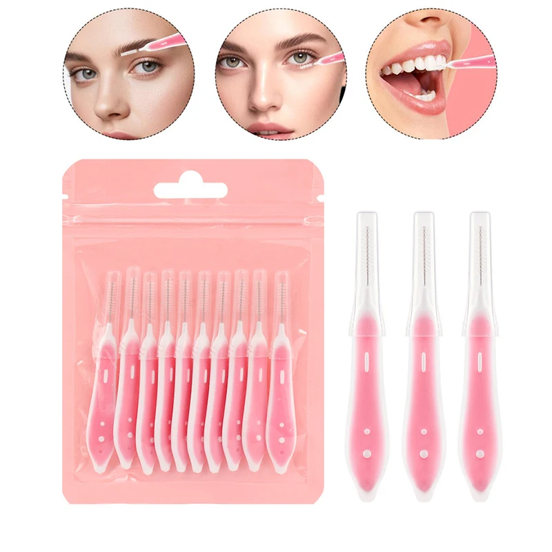 Lashes Eyelash Extension - 10 個の眉毛ブラシミニ眉リフティングブラシ使い捨てメイクアップまつげツール歯間ブラシまつげエクステンション用品