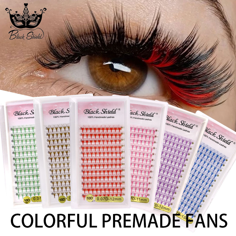 Funny Eyelash Extension - 6D 10D 0.07mm 複数色展開 カラフルプレメイドボリュームファンまつげエクステ ラッシュカラーファン