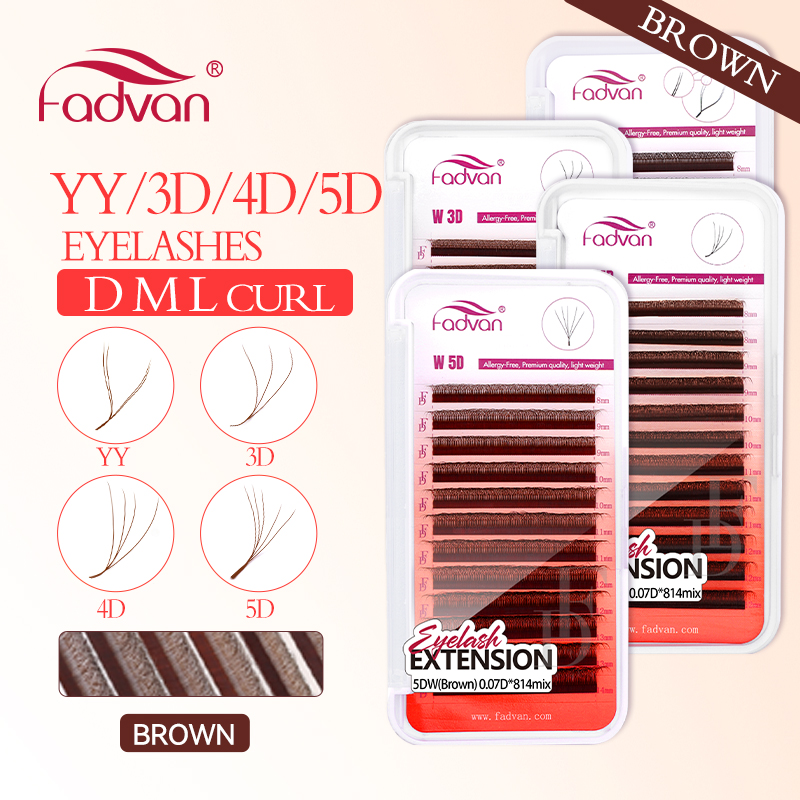 Eyelash Extension For Asian Eyes - FADVAN ブラウン 4D/3D/5D まつげ W シェイプまつげフェイクミンク