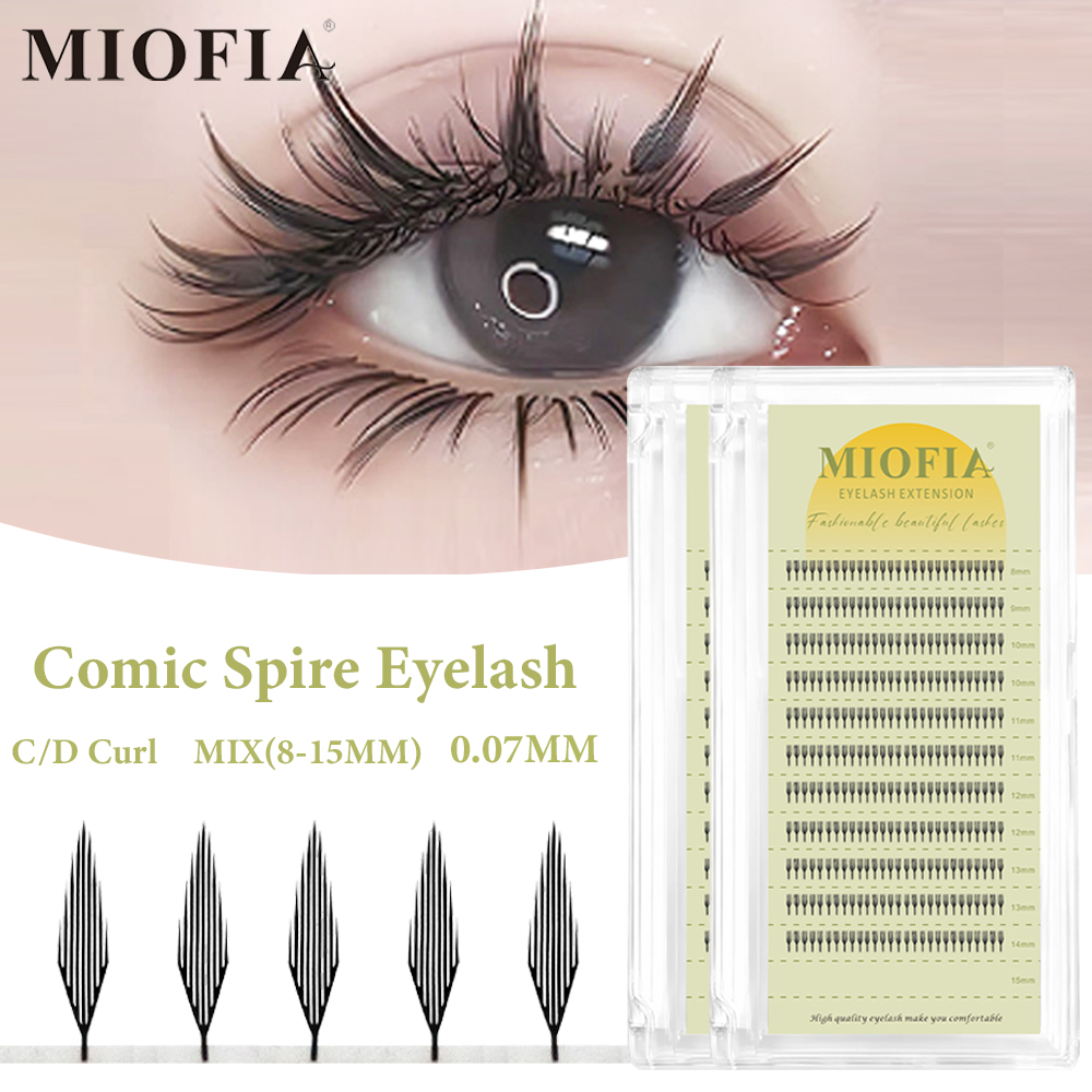 Funny Eyelash Extension - アニメスパイアまつげエクステンション フェザーシェイプ C/Dカール 8-15mm ミックス長さ 3D