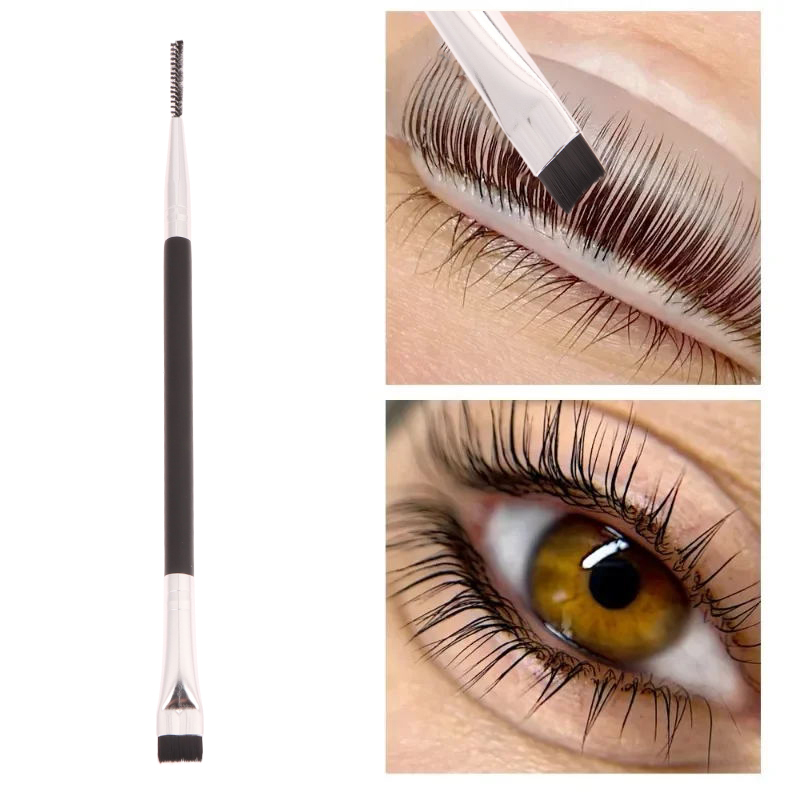 Eyelash Extension Double Lash - ダブルヘッドまつげパーマリフティングブラシ ポータブルラミネーションまつげセパレーター ラッシュリフト まつげエクステンションツール ディテールブラシ
