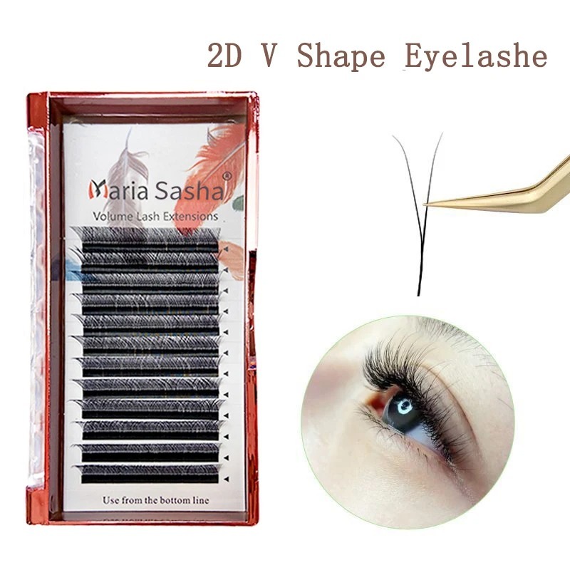Eyelash Extension For Asian Eyes - マリア 2D Y シェイプまつげハンドプレミアム 2D まつげソフトライトナチュラルまつげエクステンション用品メイクアップメッシュネットクロスラッシュ