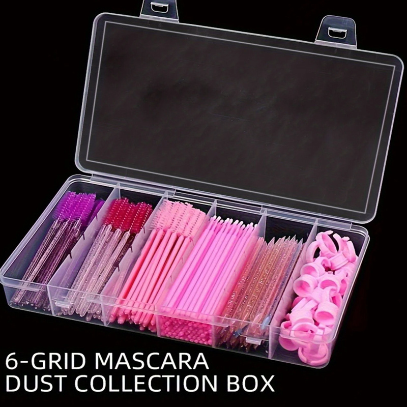 Eyelash Extension Guide - 6コンパートメント収納ボックス、プラスチック製ジュエリー収納ボックス、まつげ、アイブラックホームフィニッシングに適しています、透明防塵