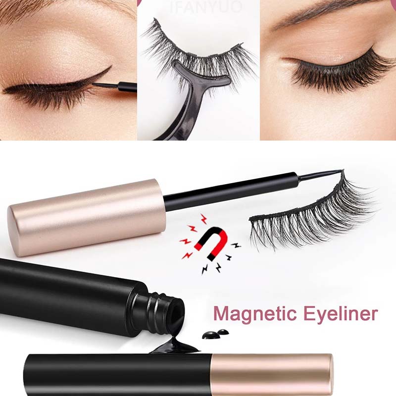 Eyelash Extension Glue For Sensitive Eyes - 1/2 個黒磁気アイライナー接着剤つけまつげエクステンションマジック自己粘着液体アイライナーノーブルーミングアイメイク化粧品