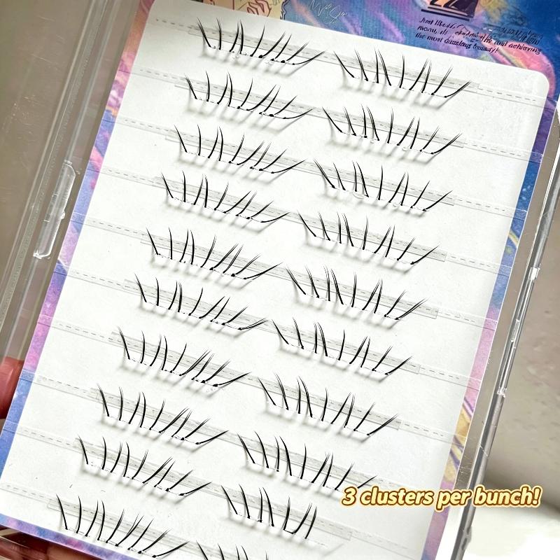 1セットコミック下まつげエクステクラスターナチュラルセルフ接 - Lashes Eyelash Extension のレビューと価格